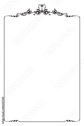 Elegant Black Floral Arch Frame for Certificate or Document. 131