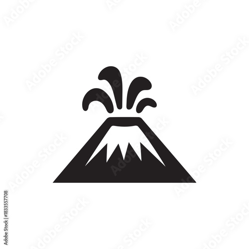 Volcano mountain icon nature light and black vector design.