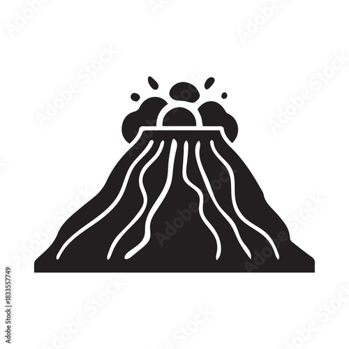 Volcano mountain icon nature light and black vector design.