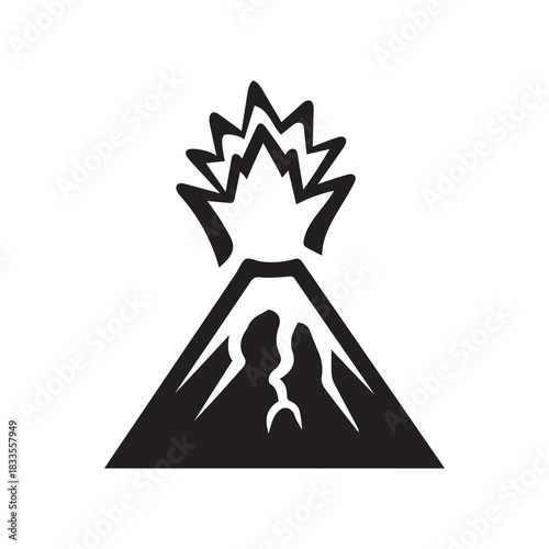 Volcano mountain icon nature light and black vector design.