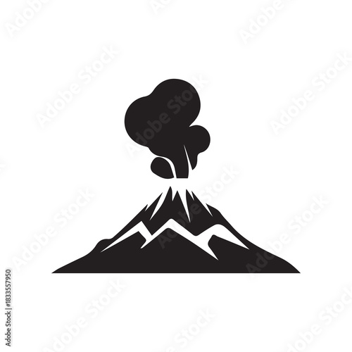 Volcano mountain icon nature light and black vector design.