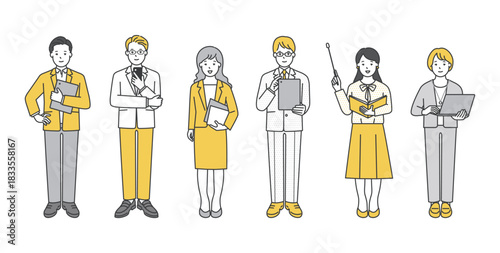 働くビジネスパーソンのイラストセット素材