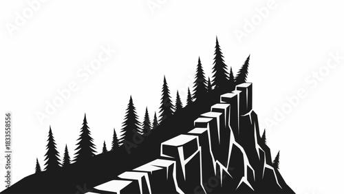 Stone steps carved into a mountain cliff leading to the summit.