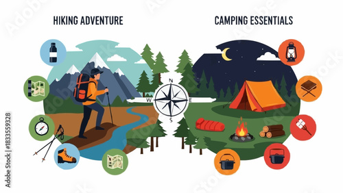 Hiking and Camping Adventure Essentials for Outdoor Exploration and Fun.