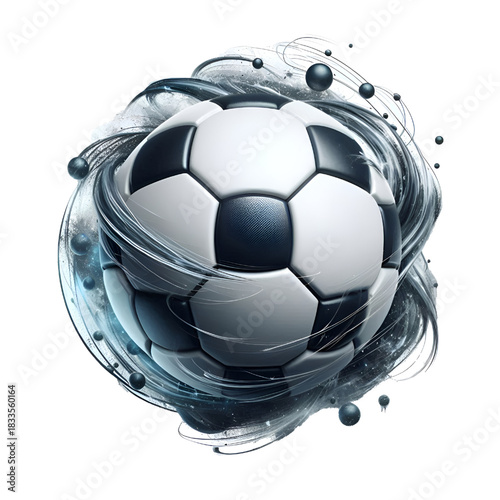 High-quality 3D rendered soccer ball featuring a modern black and white hexagonal design with clean, precise details. Isolated on a white background, this realistic football illustration is ideal for 