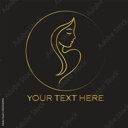 Elegant Gold Line Art Woman Logos on Black Background – Premium Abstract Designs for Salons, Spas, Mother & Baby Brands