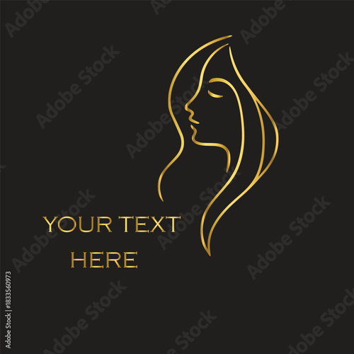 Elegant Gold Line Art Woman Logos on Black Background – Premium Abstract Designs for Salons, Spas, Mother & Baby Brands