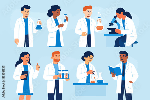 Diverse group of scientists working in a laboratory setting.