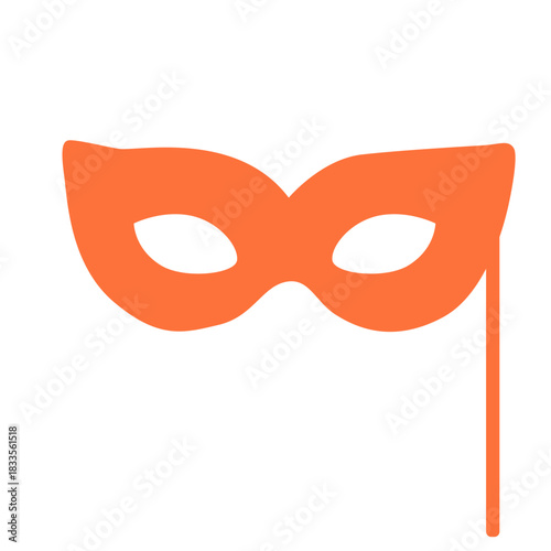 Orange masquerade mask with tassel, great for costume, mystery, or themed birthday party decoration and layout.
