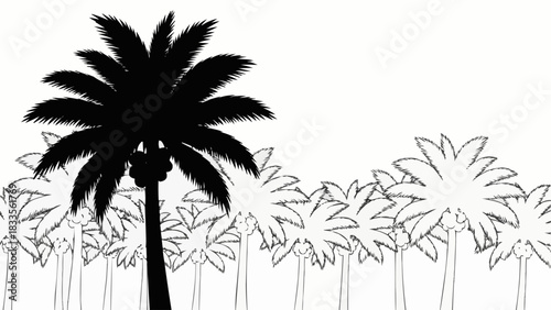 Silhouette of a Palm Tree in a Tropical Landscape.