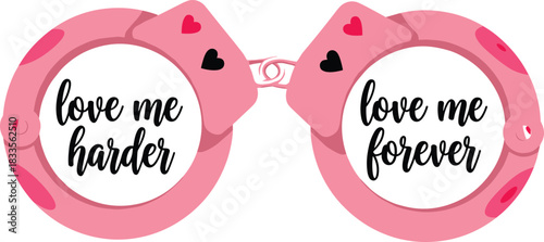 Pink novelty glasses with hearts and text love me harder forever vector