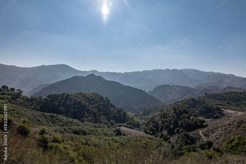 Fototapeta premium Overlook of Malibu Creek State Park, Mulholland Hwy. Santa Monica Mountains National Recreation Area. Los Angeles County, California 