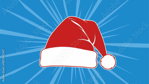 Festive red Santa Claus hat with white trim and a fluffy pompom.