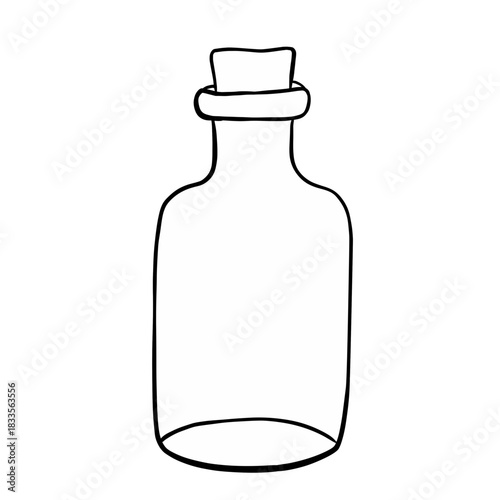 Hand-drawn Illustration of an Empty Bottle 