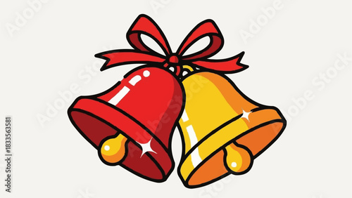 Festive Bells with Red Bow - A Symbol of Celebration.