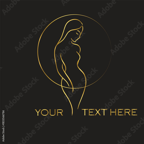 Elegant Gold Line Art Woman Logos on Black Background – Premium Abstract Designs for Salons, Spas, Mother & Baby Brands