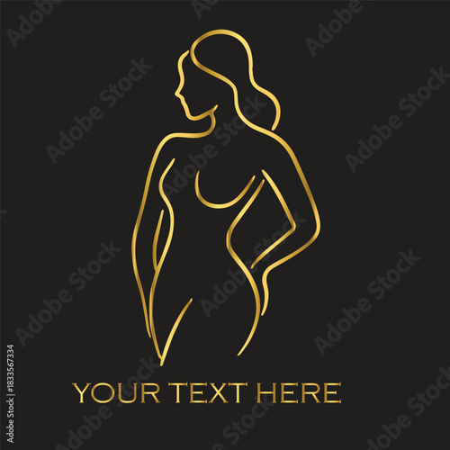 Elegant Gold Line Art Woman Logos on Black Background – Premium Abstract Designs for Salons, Spas, Mother & Baby Brands