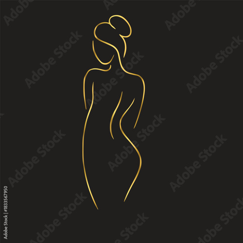 Elegant Gold Line Art Woman Logos on Black Background – Premium Abstract Designs for Salons, Spas, Mother & Baby Brands