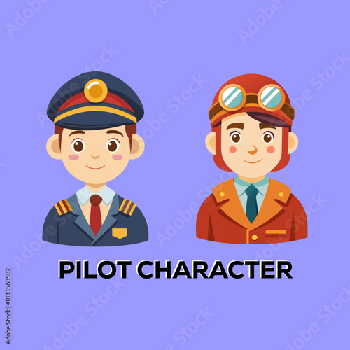 Smiling Male Pilot and Airman Illustrations