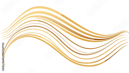 Elegant Golden Wavy Lines Abstract Flow Design Element with vector illustration