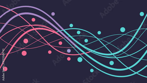 Dynamic Abstract Wavy Lines Dots Network Background with vector illustration