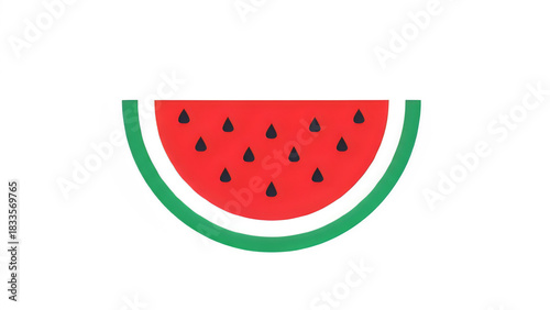 Simple graphic illustration of a slice of watermelon isolated on transparent background.