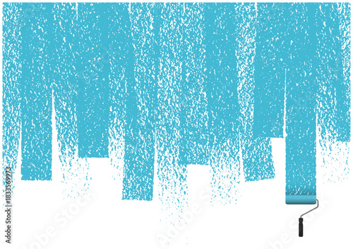 ローラーで水色ペンキを塗ったベクター背景