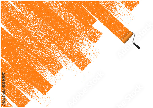 ローラーでオレンジ色ペンキを塗ったベクター背景
