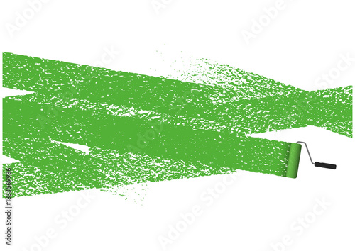 ローラーで緑のペンキを塗ったベクター背景