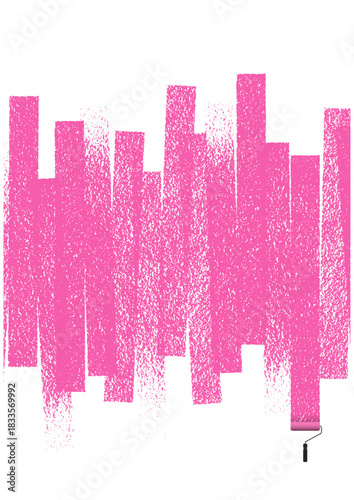 ローラーでピンクのペンキを塗ったベクター背景