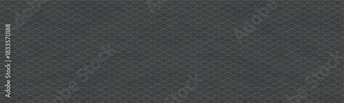 黒色の和柄模様（青海波）のバナー背景ベクターイラスト