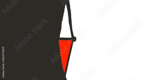 Simulation of a transition effect in the form of vertical shutters with flashing red lights.