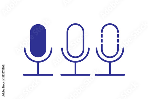 Microphone icon set flat style. Vector illustration collection.