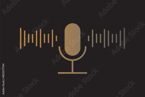 Microphone with sound wave icon. microphone icon with sound waves digital audio recording device.Voice message and podcast symbol.Audio speech podcast mic symbol on transparent background