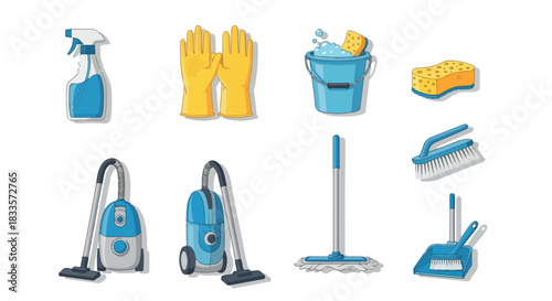 Cleaning supplies and tools for home cleaning