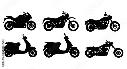 Collection of Six Motorcycle and Scooter Silhouettes.