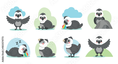 Cute owl character poses with transparent background