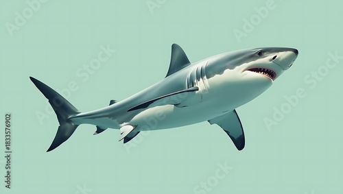 Wallpaper Mural Dynamic Great White Shark Speeding Through Open Ocean Waters Torontodigital.ca