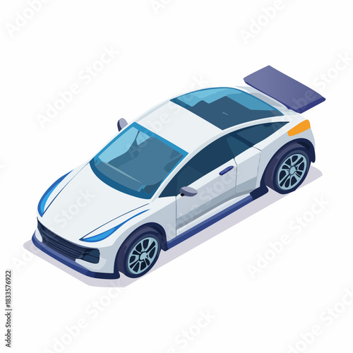 Blue luxury sport car automobile vehicle transport illustration isolated on white background fast speed new model design