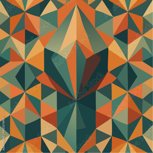 faceted bloom in mustard and teal: a crystalline burst of mirrored motion and radiant geometry