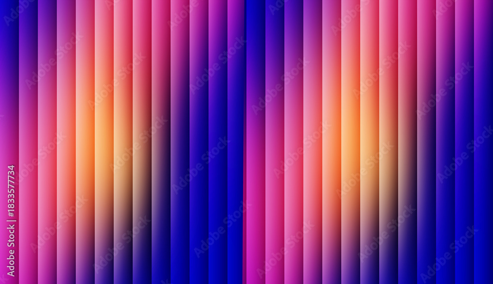 Obraz premium Abstract Vertical Lines Background with Symmetrical Purple, Pink, and Orange Glow