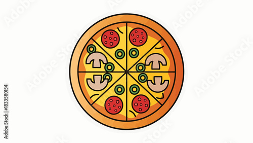 Illustrative Pizza Slice with Toppings Food Graphic Concept