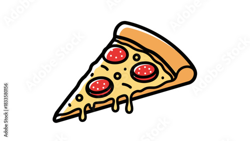 Delicious Pepperoni Pizza Slice Food Illustration