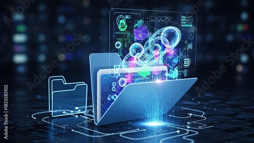 Secure data transfer and digital file management with modern cyber technology in a dynamic futuristic cloud environment for business innovation and secure access