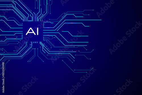 Futuristic AI module on an electronic board, ideal for abstract web banners and next-generation technology visuals.