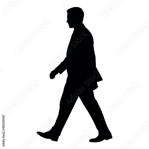 Walking man silhouette on white background, business concept