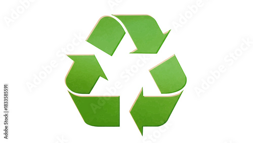 Vector illustration of a green textured recycling symbol, on transparent background