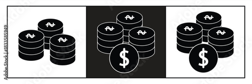 stack of coins icon. stacked coins sign in flat style. vector illustration