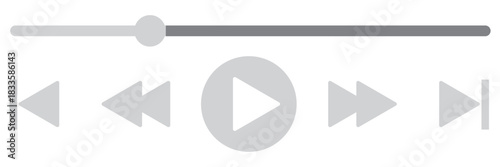 Music or video play bar icon Audio player for songs or podcast playlist. Play or pause button. Music or video play bar icon. editable stroke vector illustration