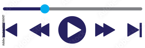 Music or video play bar icon Audio player for songs or podcast playlist. Play or pause button. Music or video play bar icon. editable stroke vector illustration